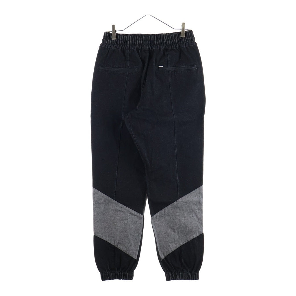 SAPEur(サプール) DENIM TRACK PANTS ロゴ刺繍 デニム イージージョガーパンツ ブラック