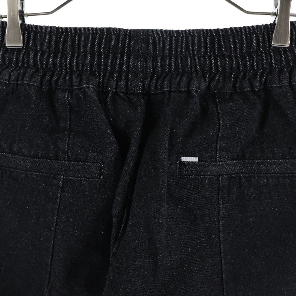 SAPEur(サプール) DENIM TRACK PANTS ロゴ刺繍 デニム イージージョガーパンツ ブラック