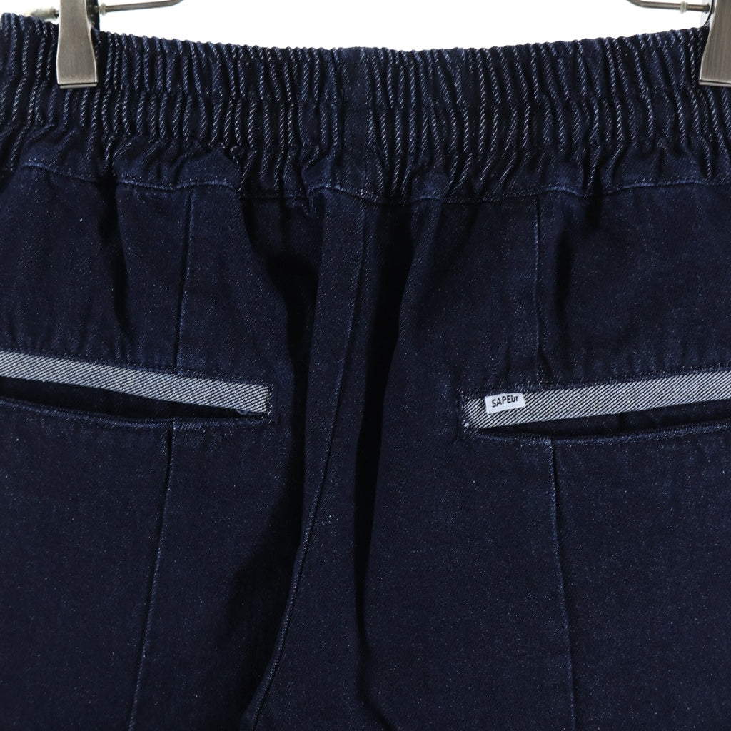 SAPEur(サプール) DENIM TRACK PANTS ロゴ刺繍 デニム イージージョガーパンツ インディゴ