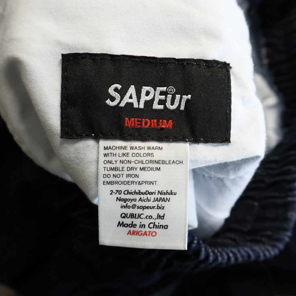 SAPEur(サプール) DENIM TRACK PANTS ロゴ刺繍 デニム イージージョガーパンツ インディゴ