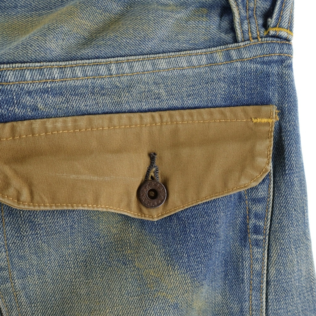 RRL(ダブルアールエル) ALASKA USA製 ダック地フラップバックポケット 月桂樹ボタン セルビッチ ボタンフライ ストレートデニムパンツ インディゴ