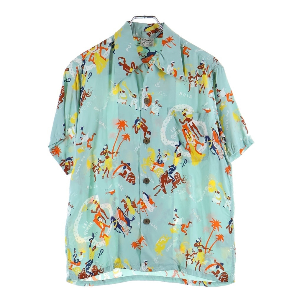 SUN SURF(サンサーフ) RAYON S/S SPECIAL EDITION HAWAIIAN SURF LEI QUEEN スペシャルエディション レイクイーン レーヨン オープンカラー ハワイアンシャツ 半袖アロハシャツ ブルー SS38102