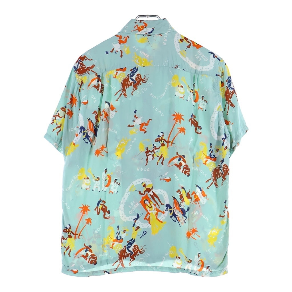 SUN SURF(サンサーフ) RAYON S/S SPECIAL EDITION HAWAIIAN SURF LEI QUEEN スペシャルエディション レイクイーン レーヨン オープンカラー ハワイアンシャツ 半袖アロハシャツ ブルー SS38102