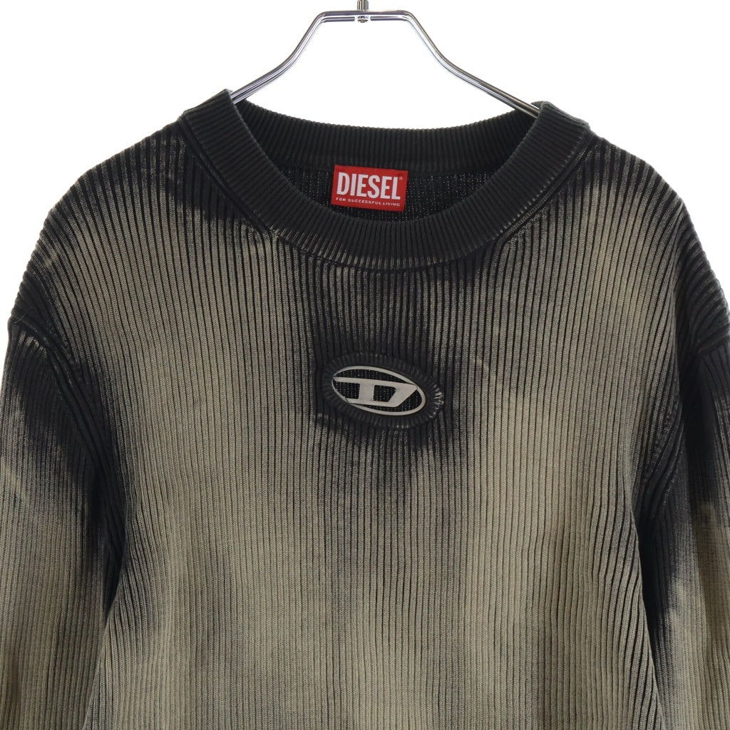 DIESEL(ディーゼル) 24SS K-DARIN オーバルD ロゴプレート フェード加工 プルオーバー リブニット レディース ブラウン A12455