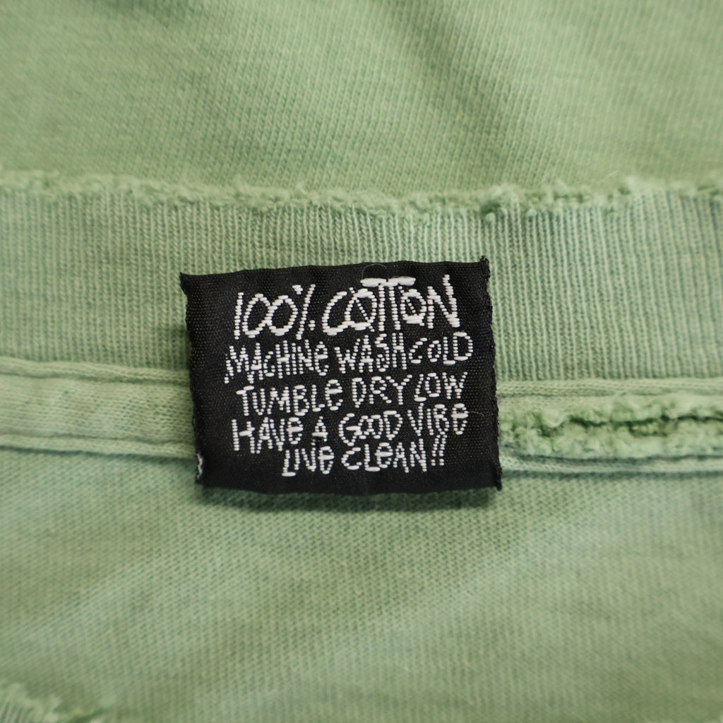 STUSSY(ステューシー) 90S VINTAGE OLD ヴィンテージ オールド 黒タグ USA製 両面ロゴプリント クルーネック半袖Tシャツ カットソー ライトグリーン