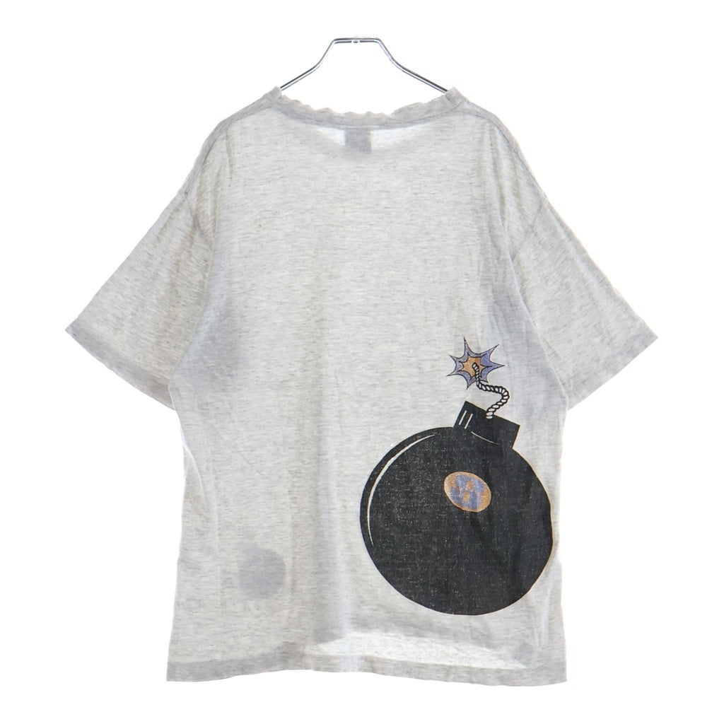 STUSSY(ステューシー) 80S VINTAGE OLD ヴィンテージ オールド 黒タグ USA製 ボムプリント クルーネック半袖Tシャツ カットソー ホワイト