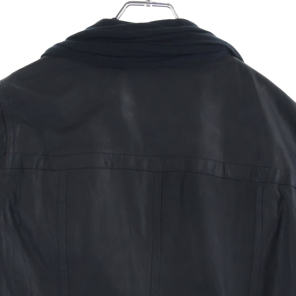 JULIUS(ユリウス) 09SS CANON_1 COW NUBUCK カウヌバック レザー ドレープ ドッキング加工 変形ロングコート ブラック
