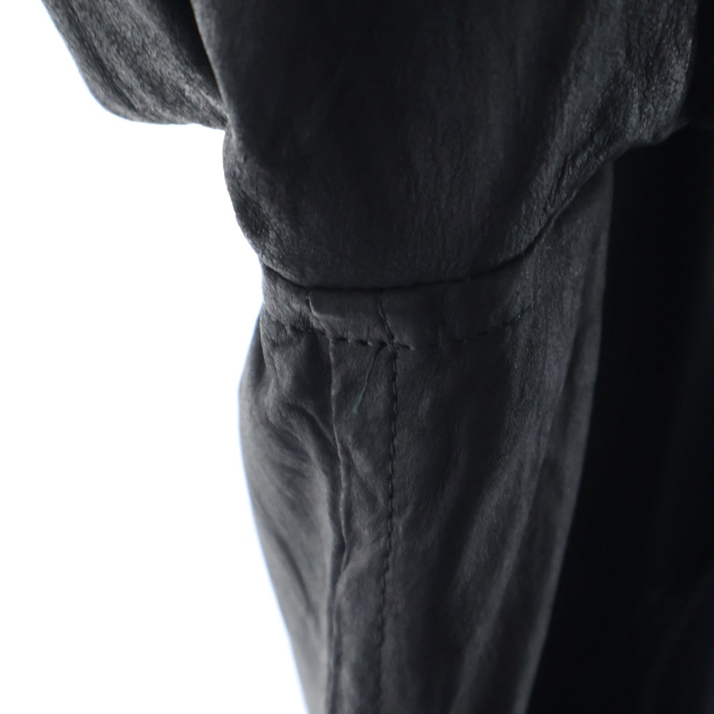 JULIUS(ユリウス) 09SS CANON_1 COW NUBUCK カウヌバック レザー ドレープ ドッキング加工 変形ロングコート ブラック