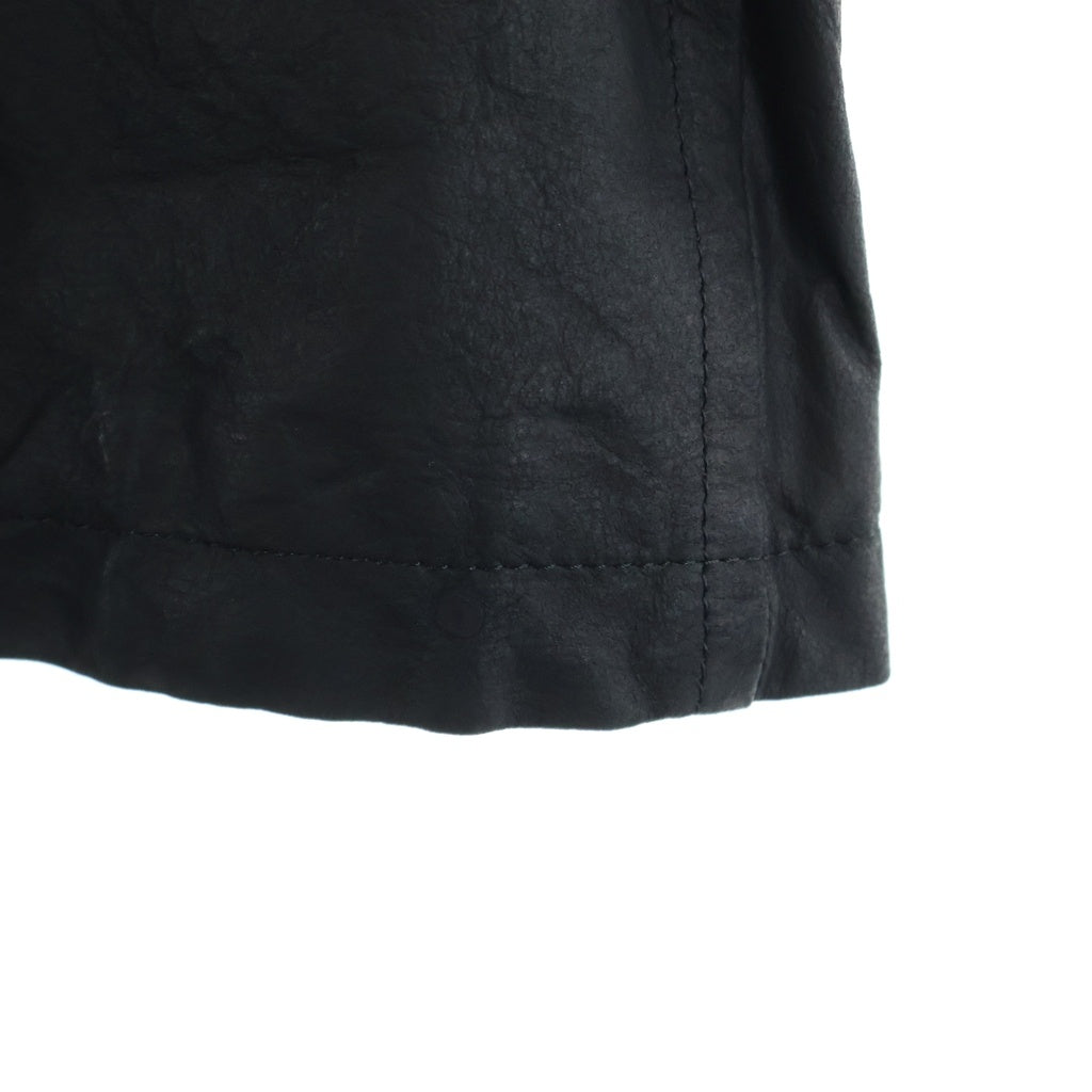 JULIUS(ユリウス) 09SS CANON_1 COW NUBUCK カウヌバック レザー ドレープ ドッキング加工 変形ロングコート ブラック