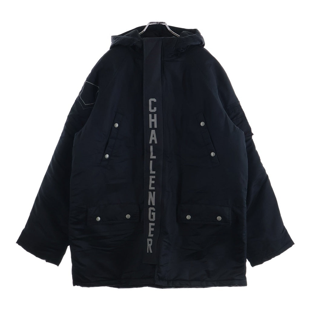 CHALLENGER(チャレンジャー) CLASSIC FLIGHT JACKET ジップアップ フーデッドナイロンフライトジャケット ブラック CLG-JK012-012