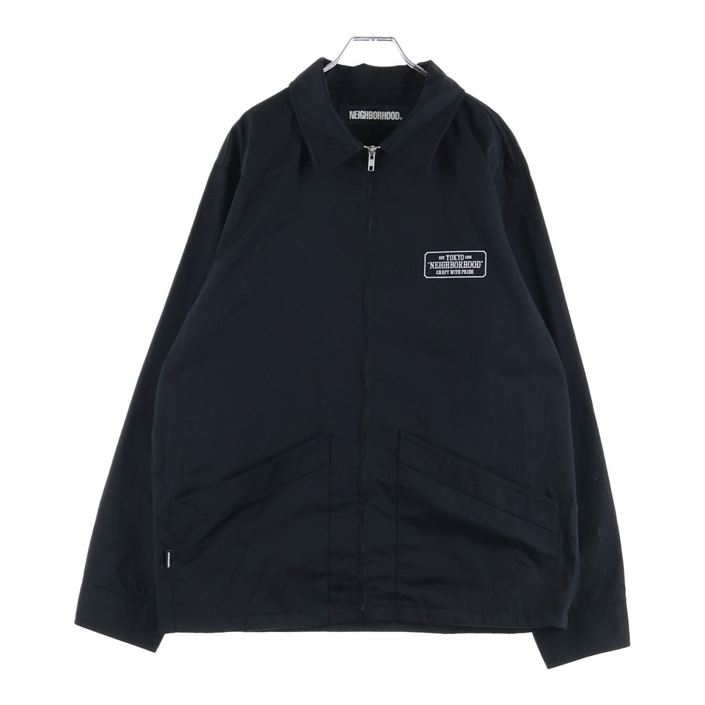 NEIGHBORHOOD(ネイバーフッド) 20AW / EC-JKT ロゴプリント ジップアップ ワークジャケット ブラック 202TSNH-JKM02