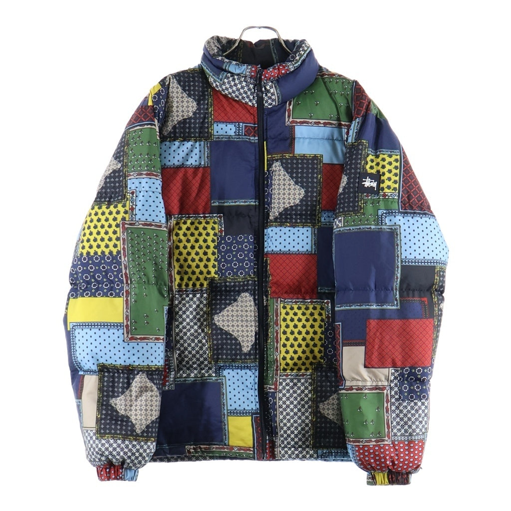 STUSSY(ステューシー) PUFFER JACKET 総柄 パッチワーク パデッド ジップアップ ダウンジャケット マルチカラー