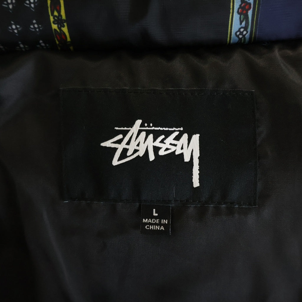 STUSSY(ステューシー) PUFFER JACKET 総柄 パッチワーク パデッド ジップアップ ダウンジャケット マルチカラー