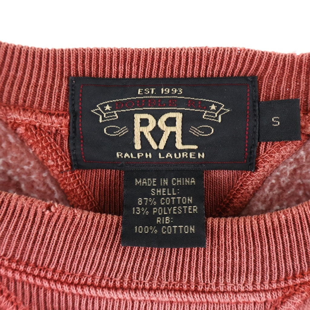 RRL(ダブルアールエル) ヴィンテージ加工 フロントプリント クルーネックスウェットトレーナー レッド MNRRKNIM1E00029