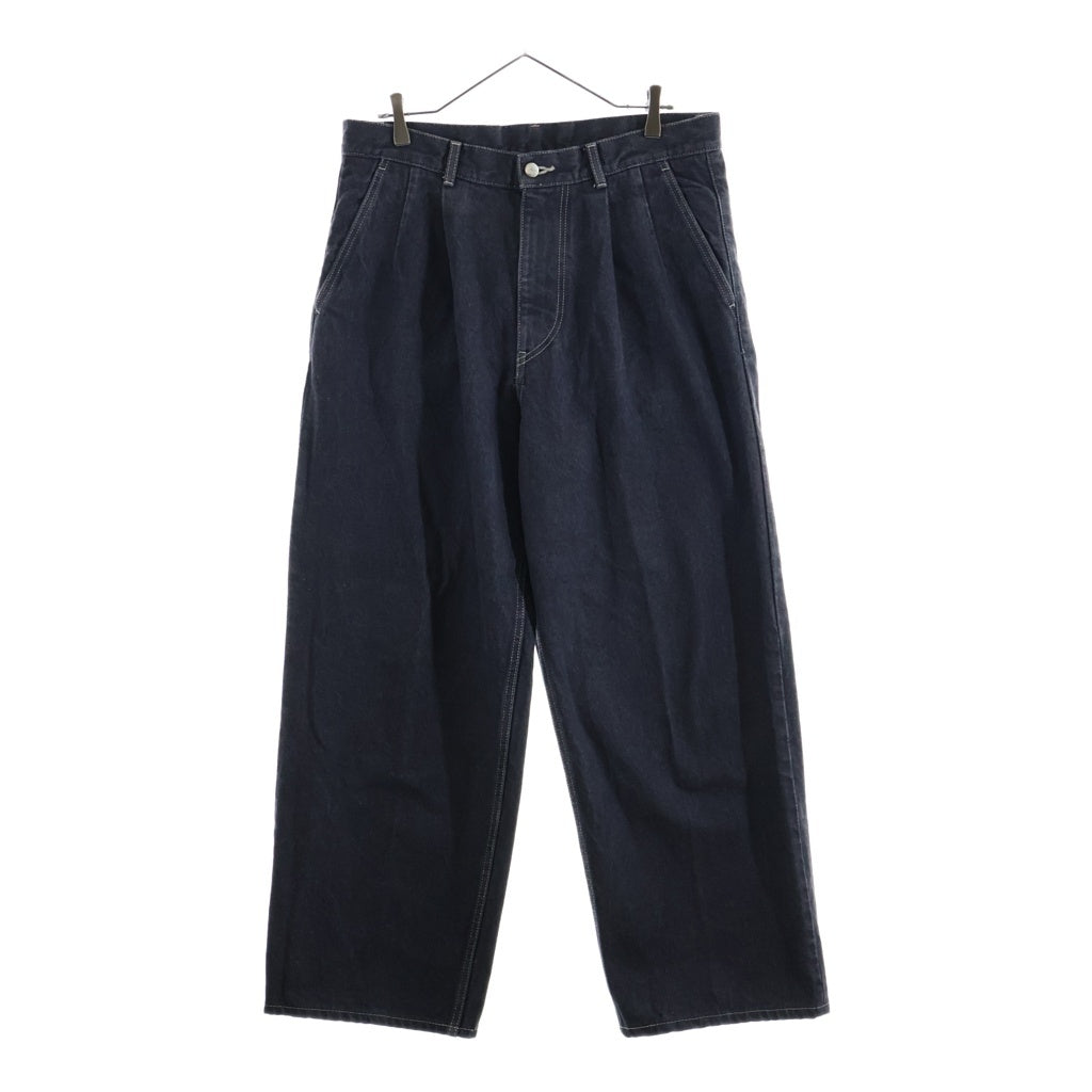 Graphpaper(グラフペーパー) 25SS GRAY TONE CONE DENIM TWO TUCK PANTS グレートーン ツータック ジップフライ センタープレス ワイドパンツ デニム グレー GM252-40067RB
