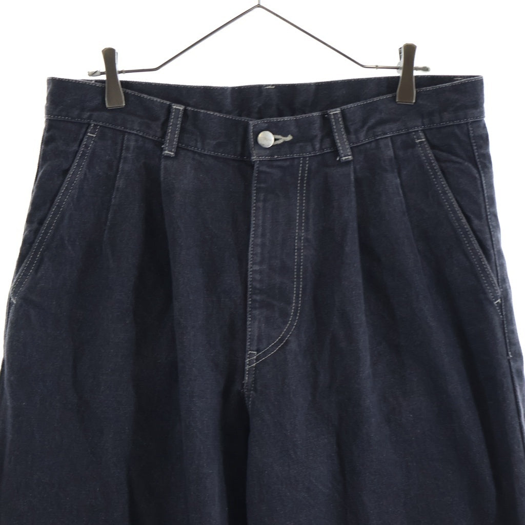 Graphpaper(グラフペーパー) 25SS GRAY TONE CONE DENIM TWO TUCK PANTS グレートーン ツータック ジップフライ センタープレス ワイドパンツ デニム グレー GM252-40067RB