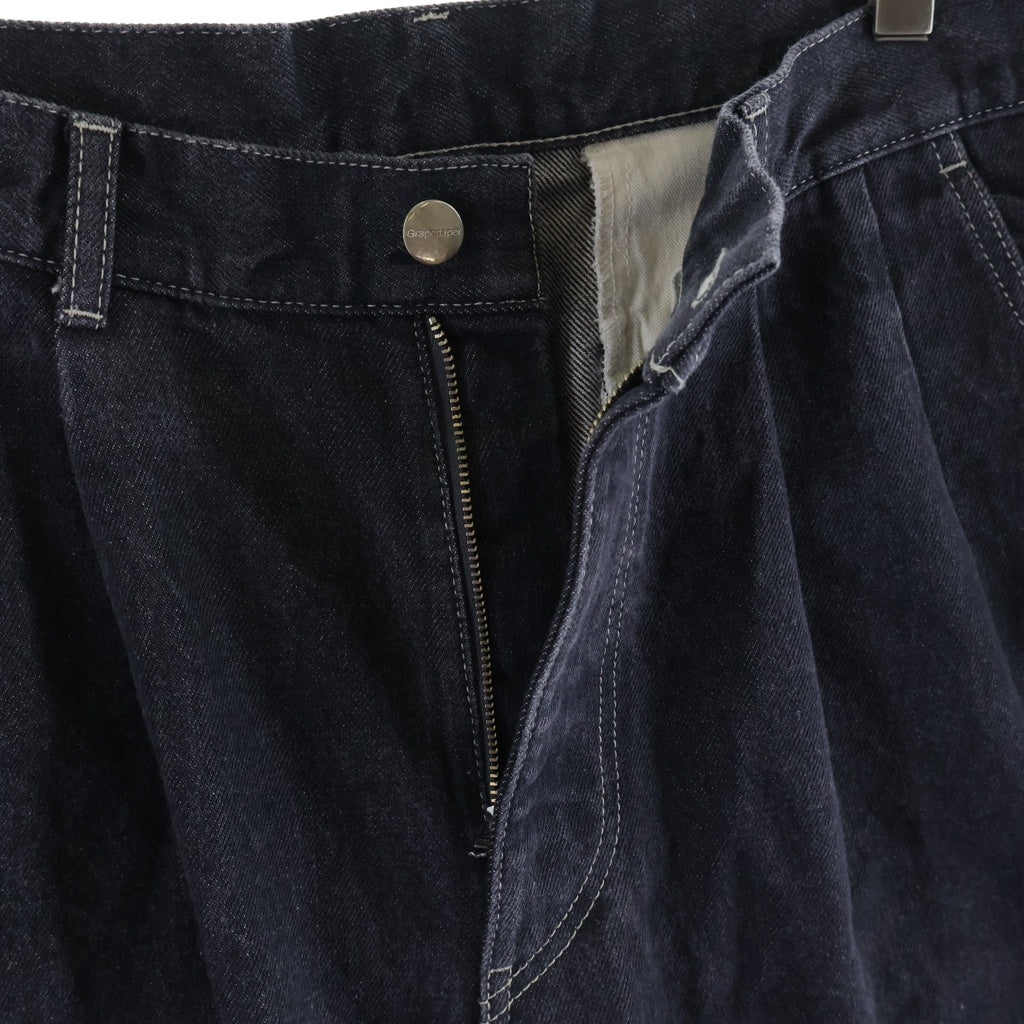 Graphpaper(グラフペーパー) 25SS GRAY TONE CONE DENIM TWO TUCK PANTS グレートーン ツータック ジップフライ センタープレス ワイドパンツ デニム グレー GM252-40067RB