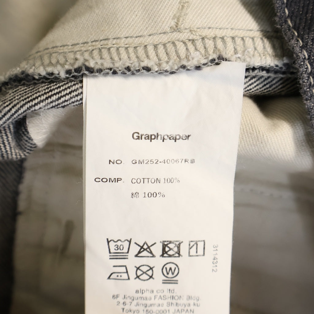 Graphpaper(グラフペーパー) 25SS GRAY TONE CONE DENIM TWO TUCK PANTS グレートーン ツータック ジップフライ センタープレス ワイドパンツ デニム グレー GM252-40067RB