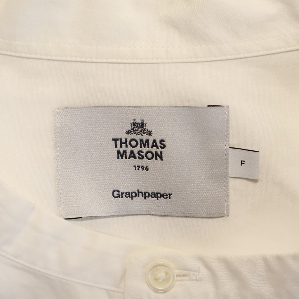 Graphpaper(グラフペーパー) 20AW ×THOMAS MASON OVERSIZED BAND COLLAR SHIRT トーマス メイソン オーバーサイズド バンド カラー 長袖シャツ ホワイト GM204-50228B