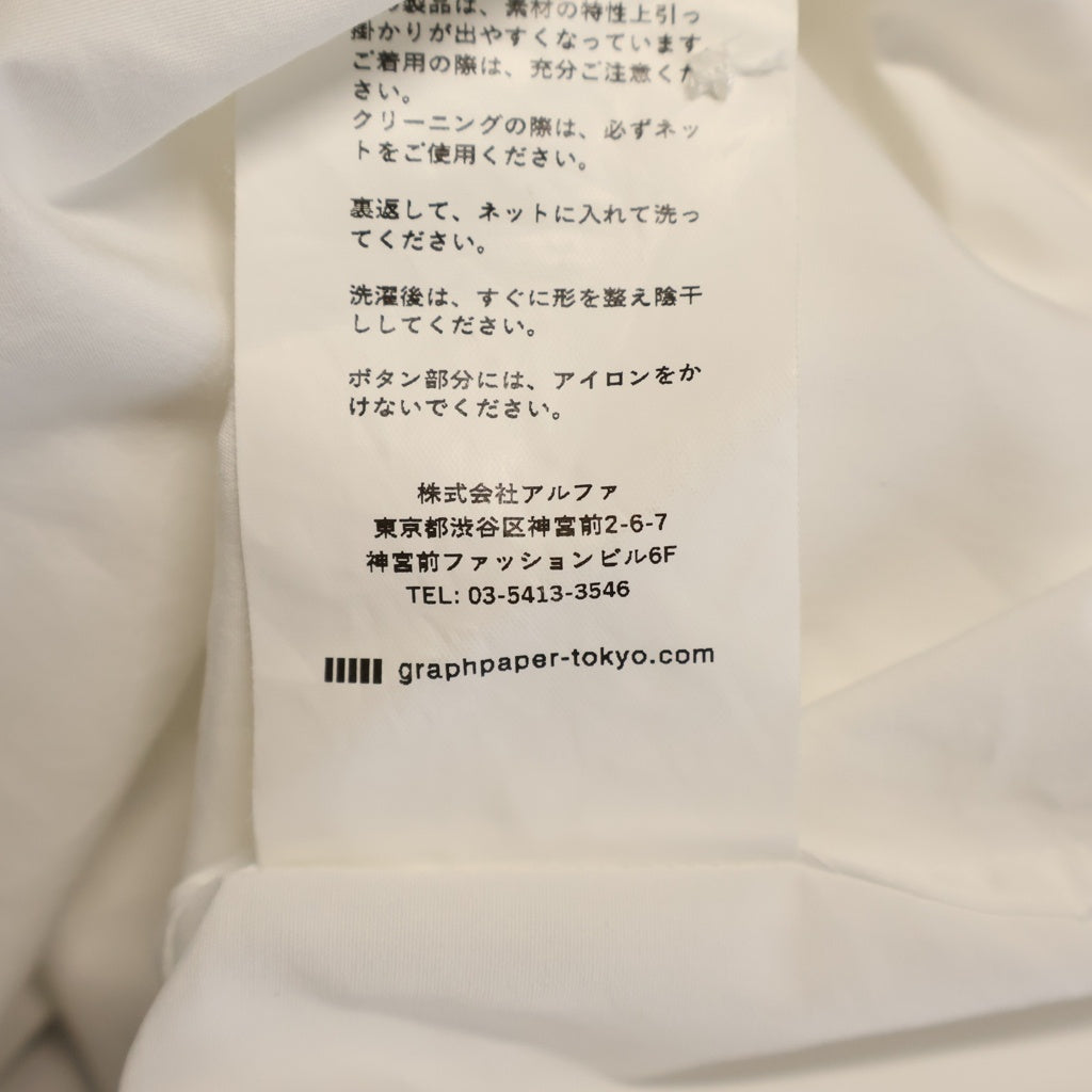 Graphpaper(グラフペーパー) 20AW ×THOMAS MASON OVERSIZED BAND COLLAR SHIRT トーマス メイソン オーバーサイズド バンド カラー 長袖シャツ ホワイト GM204-50228B