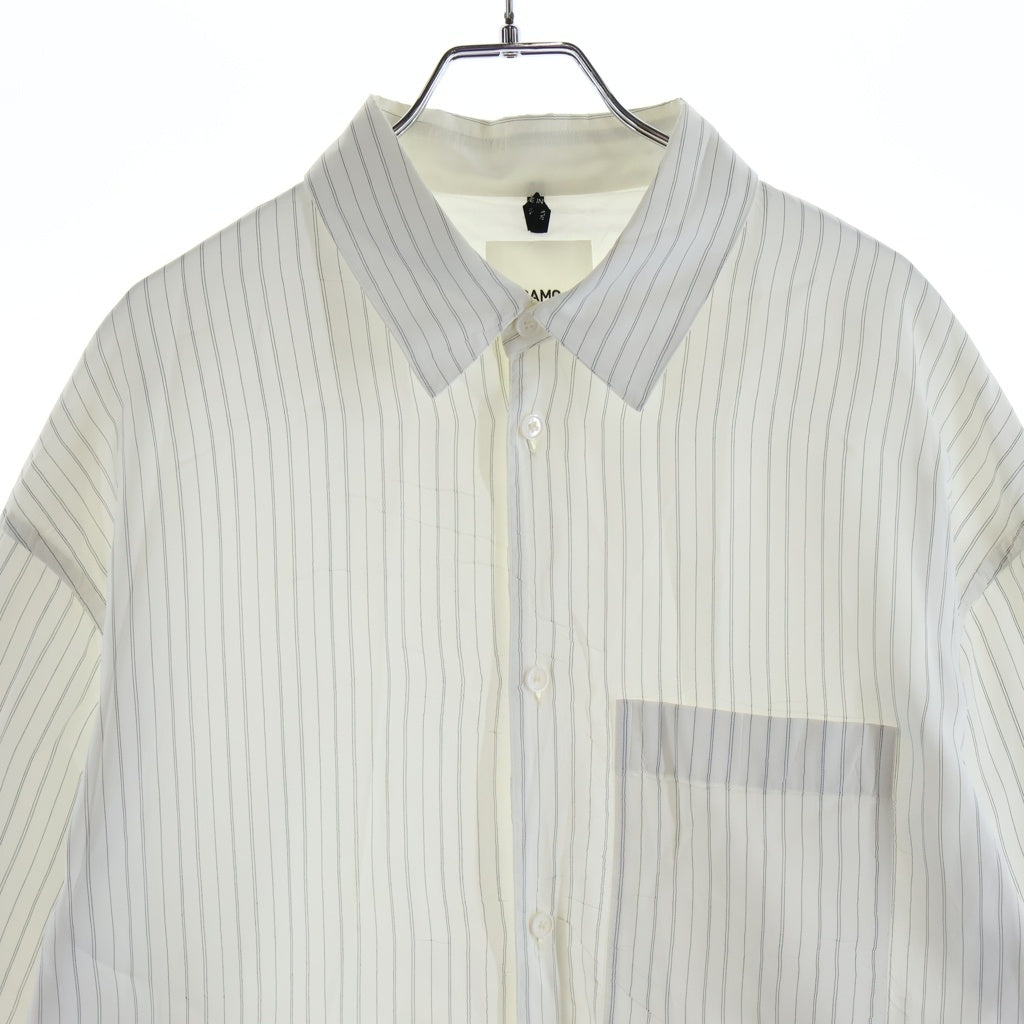 OAMC(オーエーエムシー) 20AW HENRY SHIRT STRIPED ヘンリー ストライプ ダブルフェイス 長袖シャツ ホワイト OAMR600836