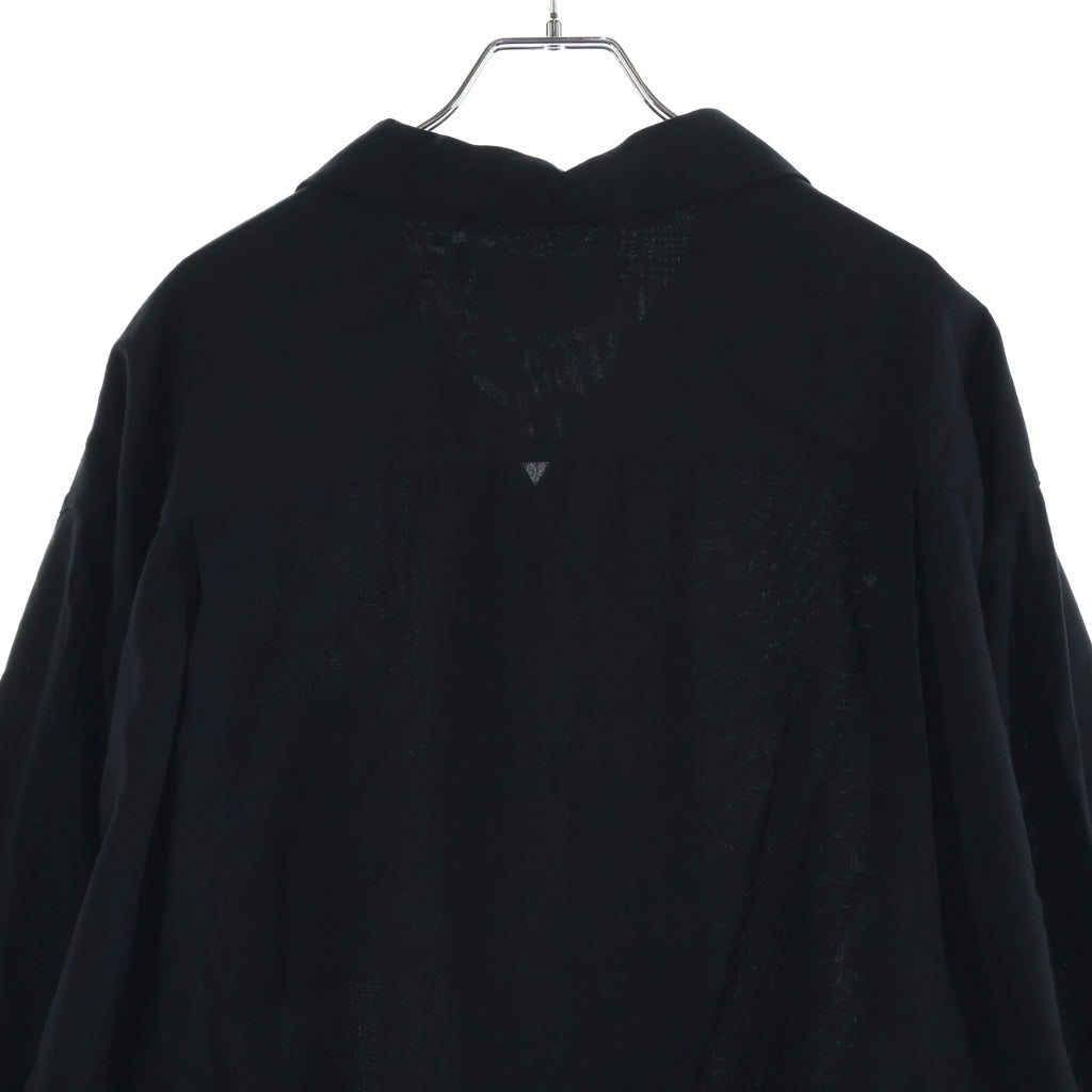 WACKO MARIA(ワコマリア) 23AW 50S OPEN COLLAR SHIRT TYPE-2 ロゴエンブロイダリー オープンカラー 開襟 長袖シャツ ブラック 23FW-WMS-OC10