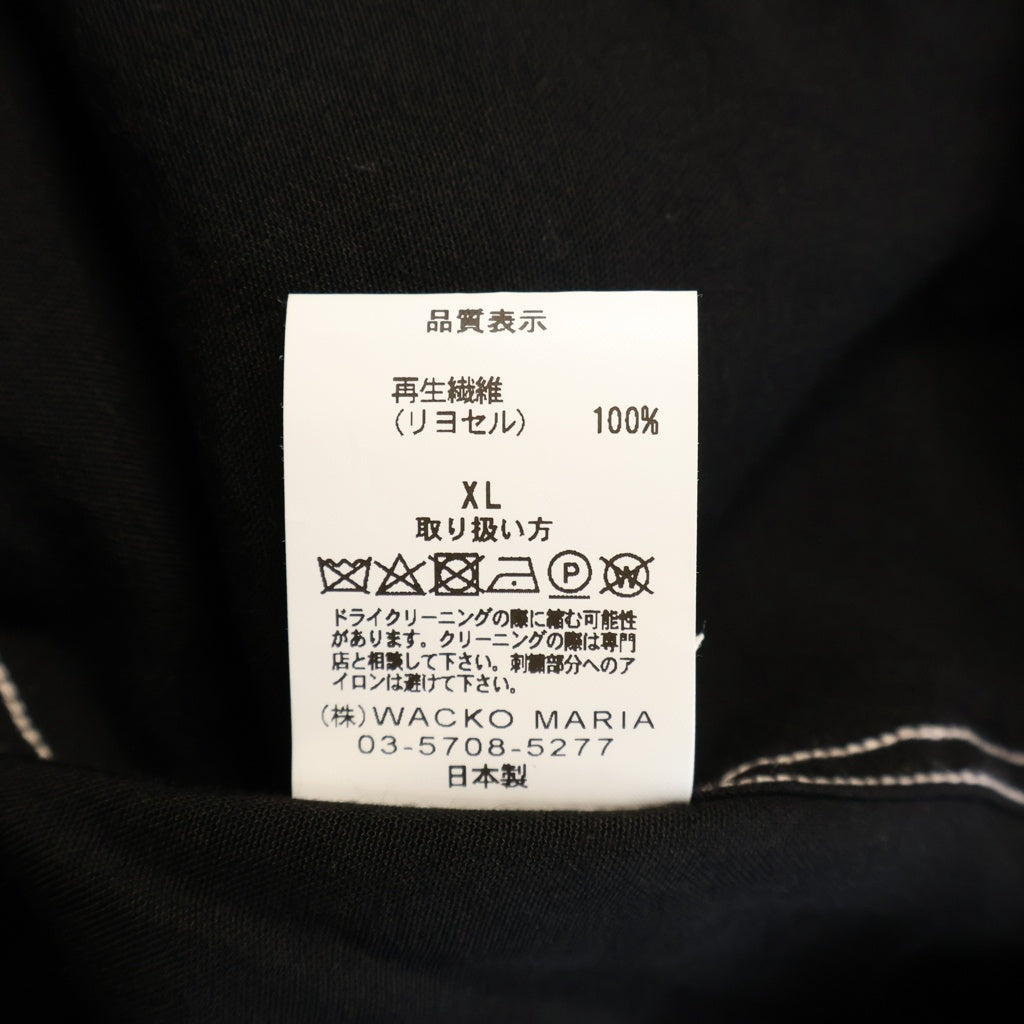 WACKO MARIA(ワコマリア) 23AW 50S OPEN COLLAR SHIRT TYPE-2 ロゴエンブロイダリー オープンカラー 開襟 長袖シャツ ブラック 23FW-WMS-OC10