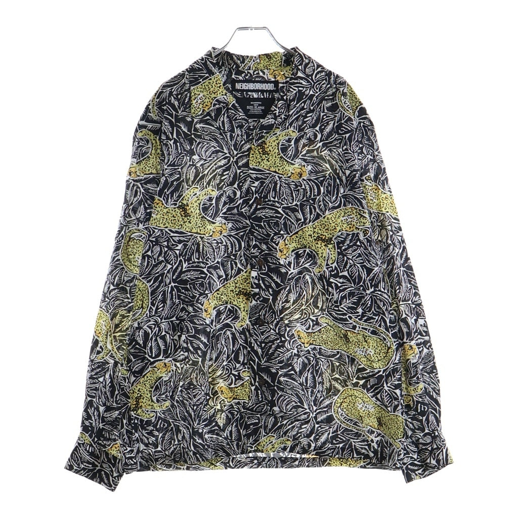 NEIGHBORHOOD(ネイバーフッド) 19SS ALOHA PANTHER LY-SHIRT LS アロハ パンサー レーヨン オープンカラー 開襟 長袖シャツ ブラック 191TSNH-SHM07