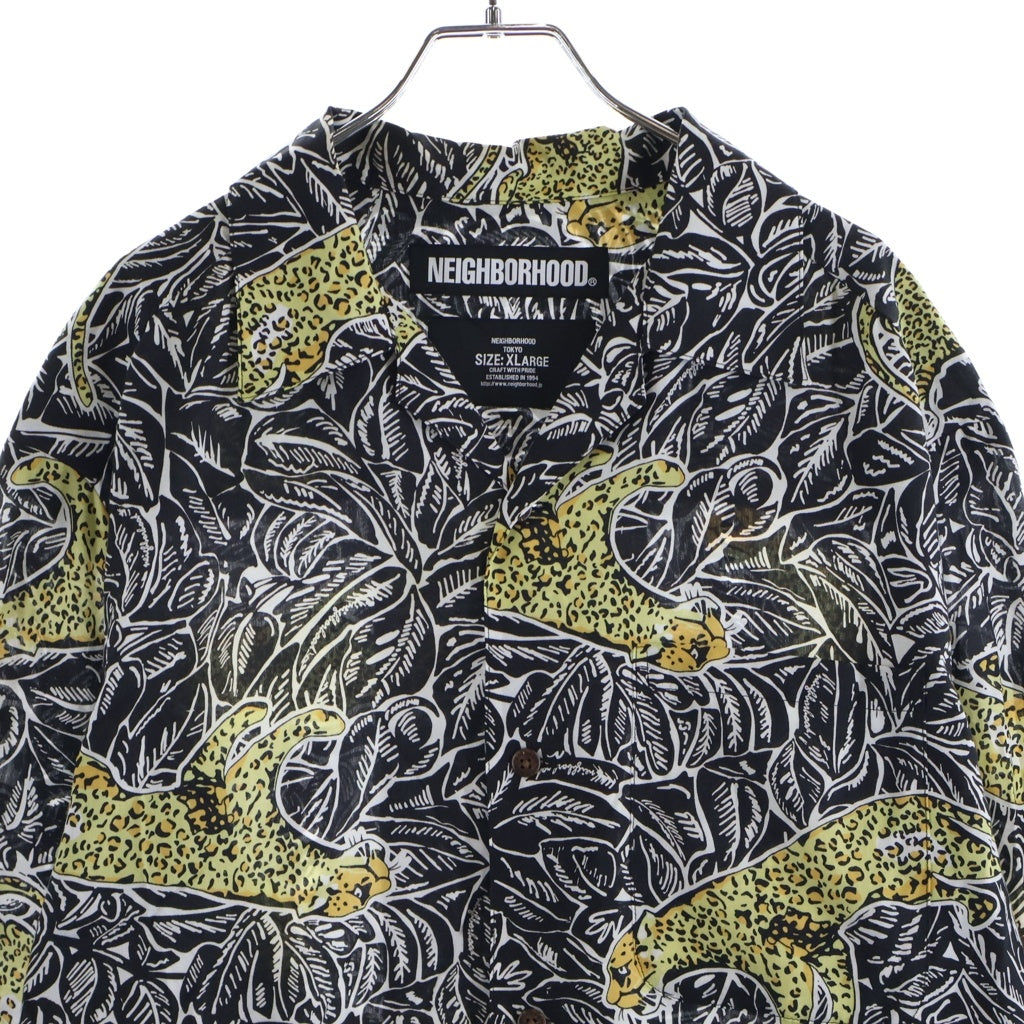 NEIGHBORHOOD(ネイバーフッド) 19SS ALOHA PANTHER LY-SHIRT LS アロハ パンサー レーヨン オープンカラー 開襟 長袖シャツ ブラック 191TSNH-SHM07