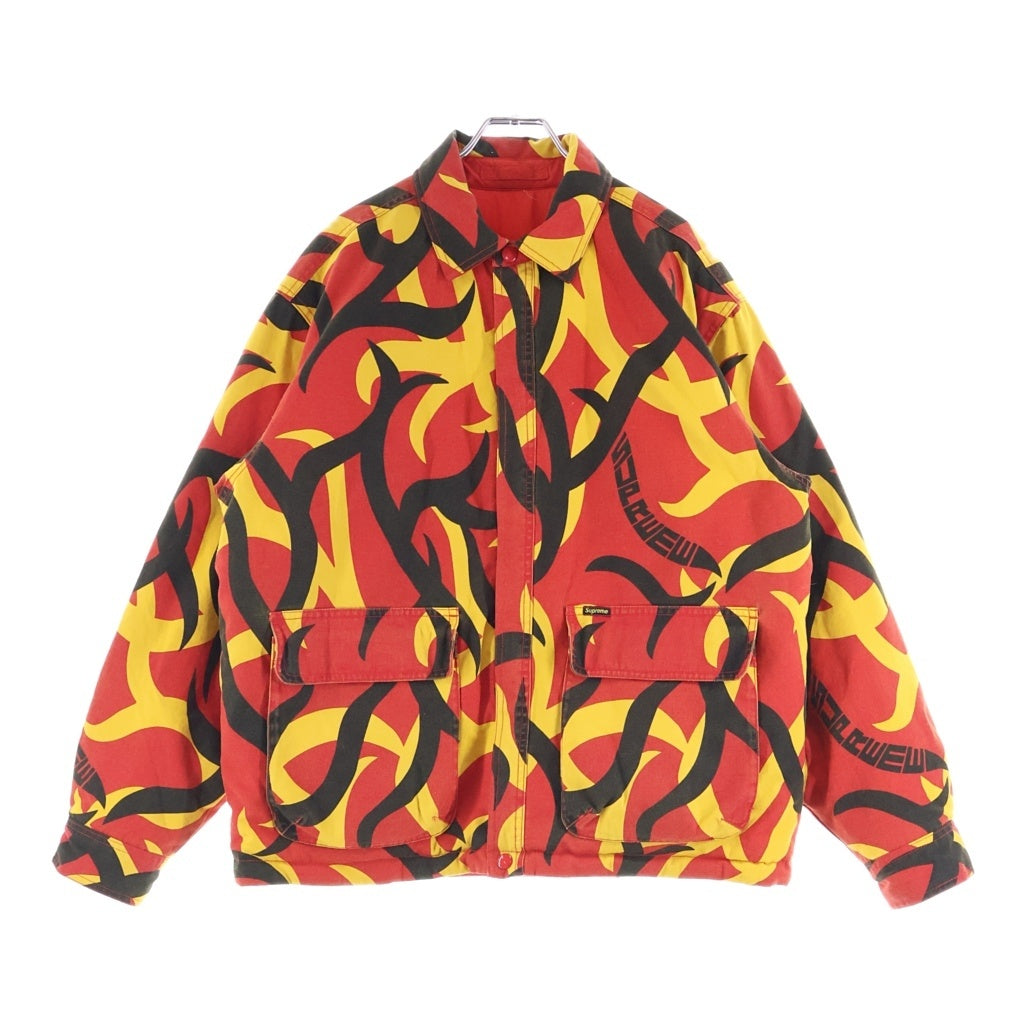 SUPREME(シュプリーム) 19AW Reversible Puffy Work Jacket リバーシブル トライバルカモ ジップアップパファージャケット レッド/イエロー
