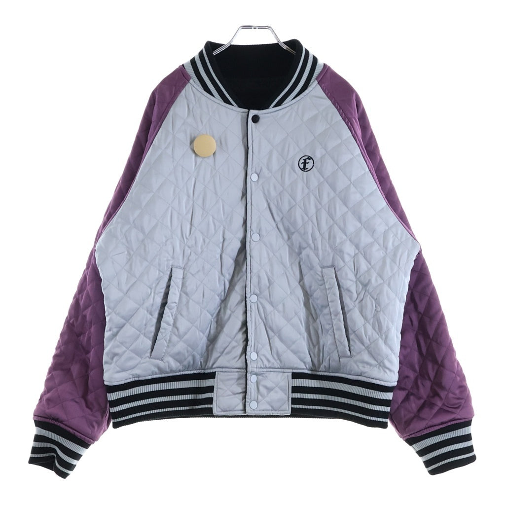 FAF/Fake As Flowers(エフエーエフ/フェイクアズフラワーズ) 24AW STADIUM JACKET ウール リバーシブル スタジアム バーシティジャケット スタジャン ブラック/ブルー 2342509