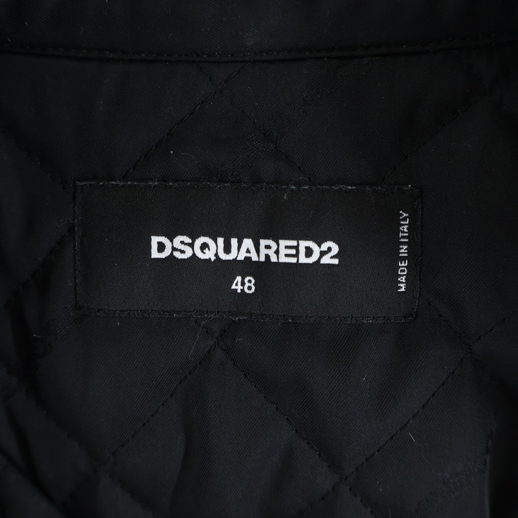 DSQUARED2(ディースクエアード) 裏地キルティング コットン チェック 長袖シャツジャケット グレー 74DL095445227