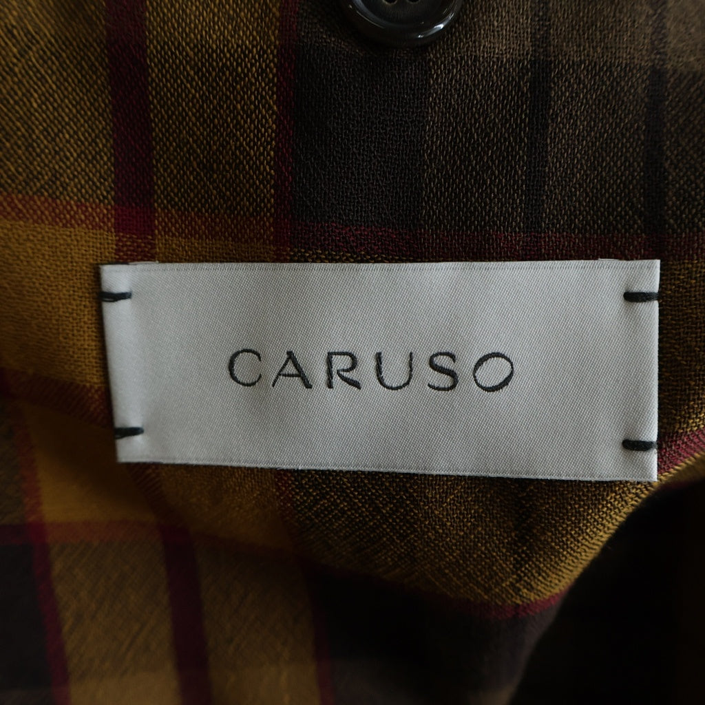NO BRAND(ノーブランド) CARUZO カルーゾ チェック シングルテーラードジャケット ブラウン AB21EFT 5046