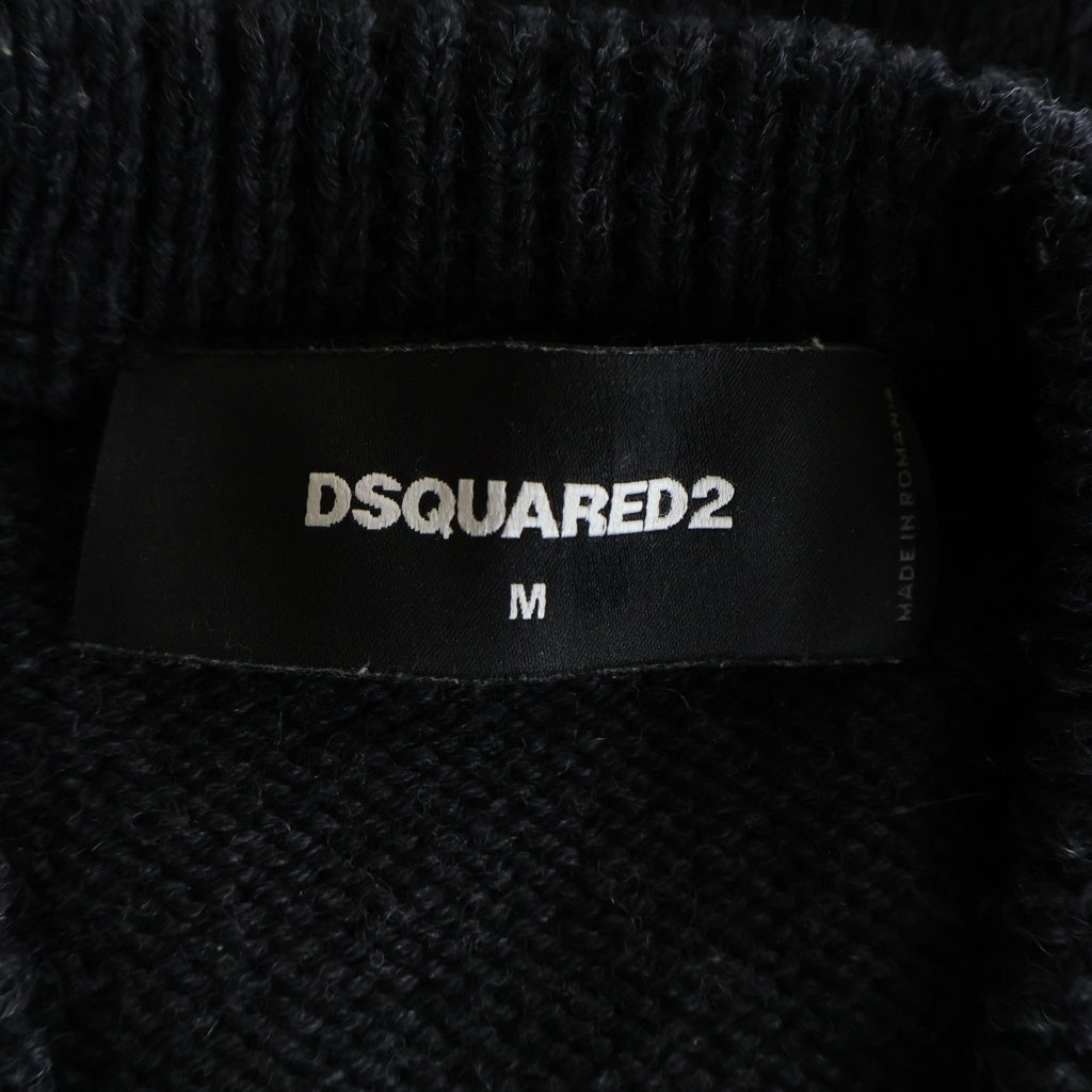 DSQUARED2(ディースクエアード) 17AW メープルリーフ アーガイル柄 Vネックニットベスト セーター グレー S71HA0744