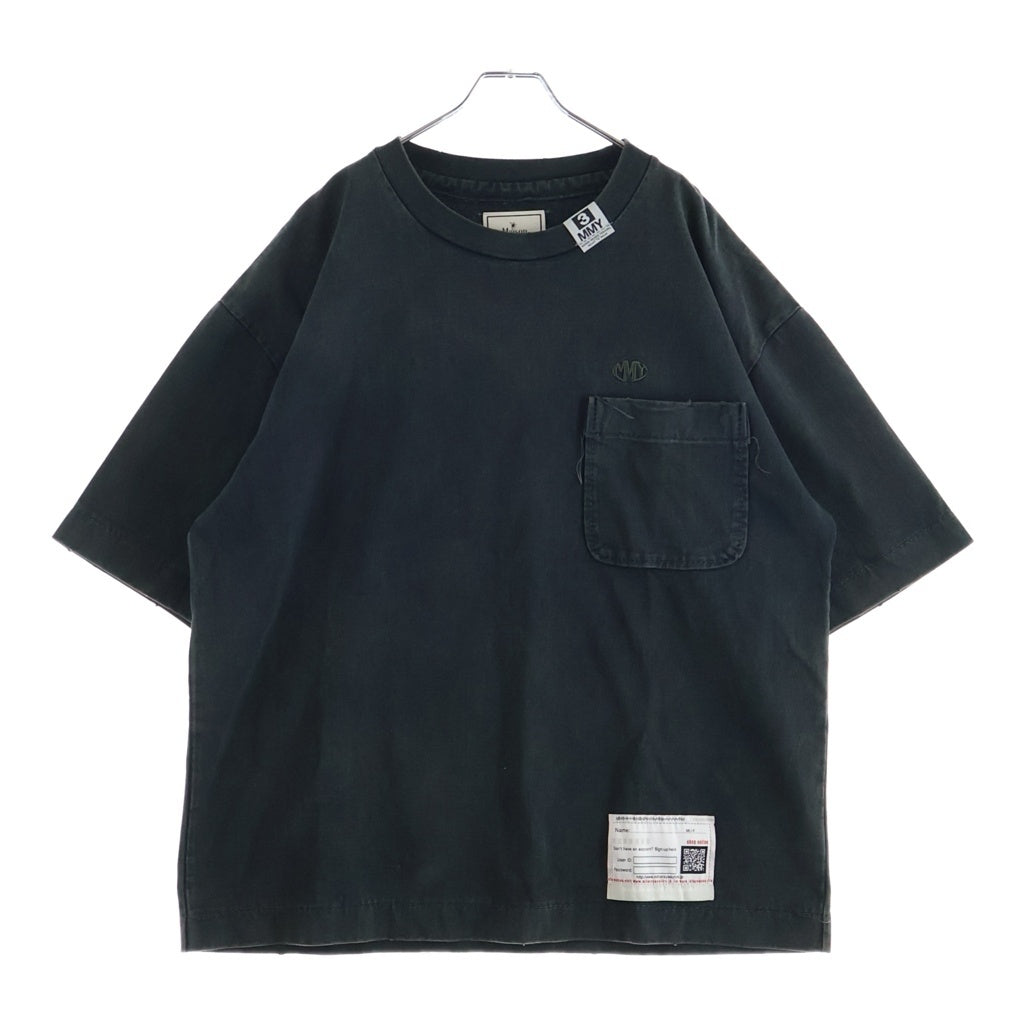 MAISON MIHARAYASUHIRO(メゾンミハラヤスヒロ) 25SS AMATEUR SEWN LIKE T-SHIRT アマチュア ソーン ライク ロゴエンブロイダリー クルーネック半袖Tシャツ カットソー ブラック A14TS601