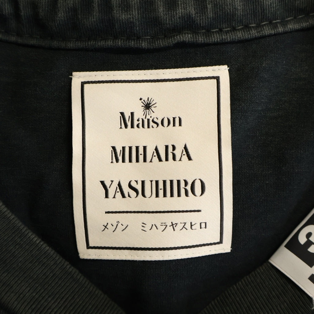MAISON MIHARAYASUHIRO(メゾンミハラヤスヒロ) 25SS AMATEUR SEWN LIKE T-SHIRT アマチュア ソーン ライク ロゴエンブロイダリー クルーネック半袖Tシャツ カットソー ブラック A14TS601