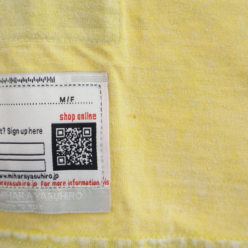 MAISON MIHARAYASUHIRO(メゾンミハラヤスヒロ) 25AW BLEACHED T-SHIRT ブリーチ加工 ロゴエンブロイダリー クルーネック半袖Tシャツ カットソー イエロー A15TS632