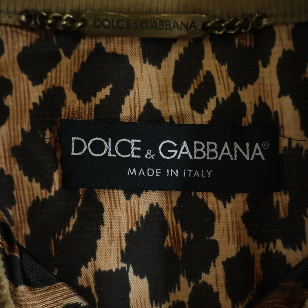 DOLCE & GABBANA(ドルチェアンドガッバーナ) 裏地レオパード柄 コーデュロイトラッカージャケット レディース ブラウン