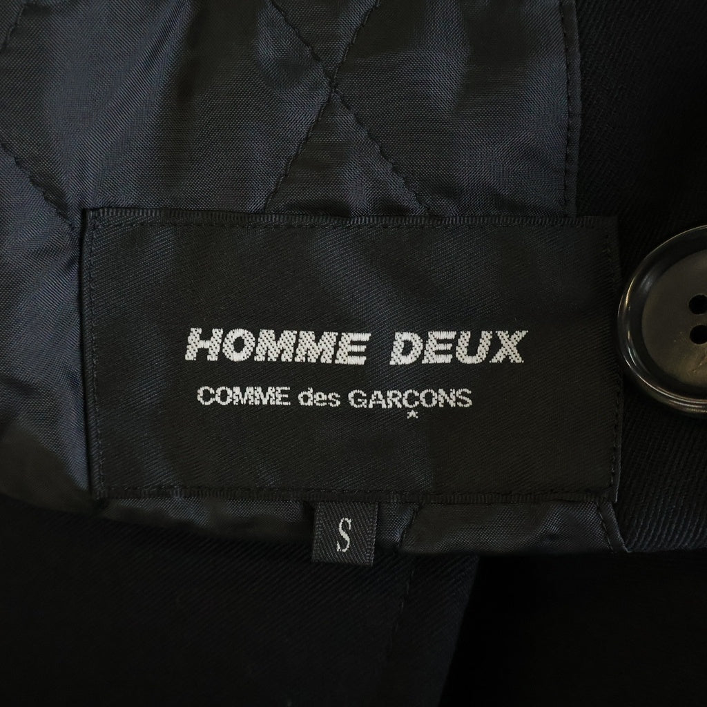 COMME des GARCONS HOMME DEUX(コムデギャルソン オムドゥ) 23AW AD2023 ウールギャバジン キルティング ベルテッド トレンチコート ブラック DL-C004
