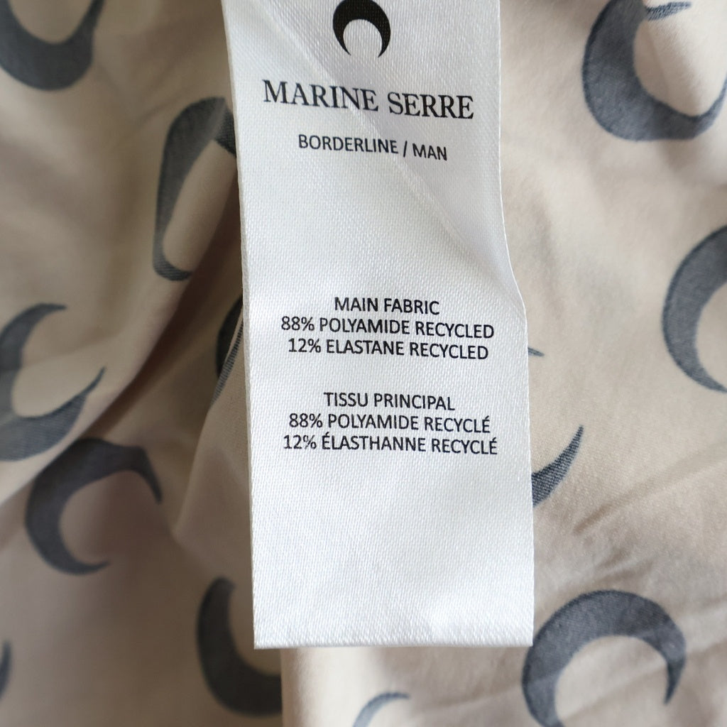 MARINE SERRE(マリーン セル) BORDERLINE MAN ボーダーライン ムーン総柄 タートルネック長袖カットソー セカンドスキン ベージュ