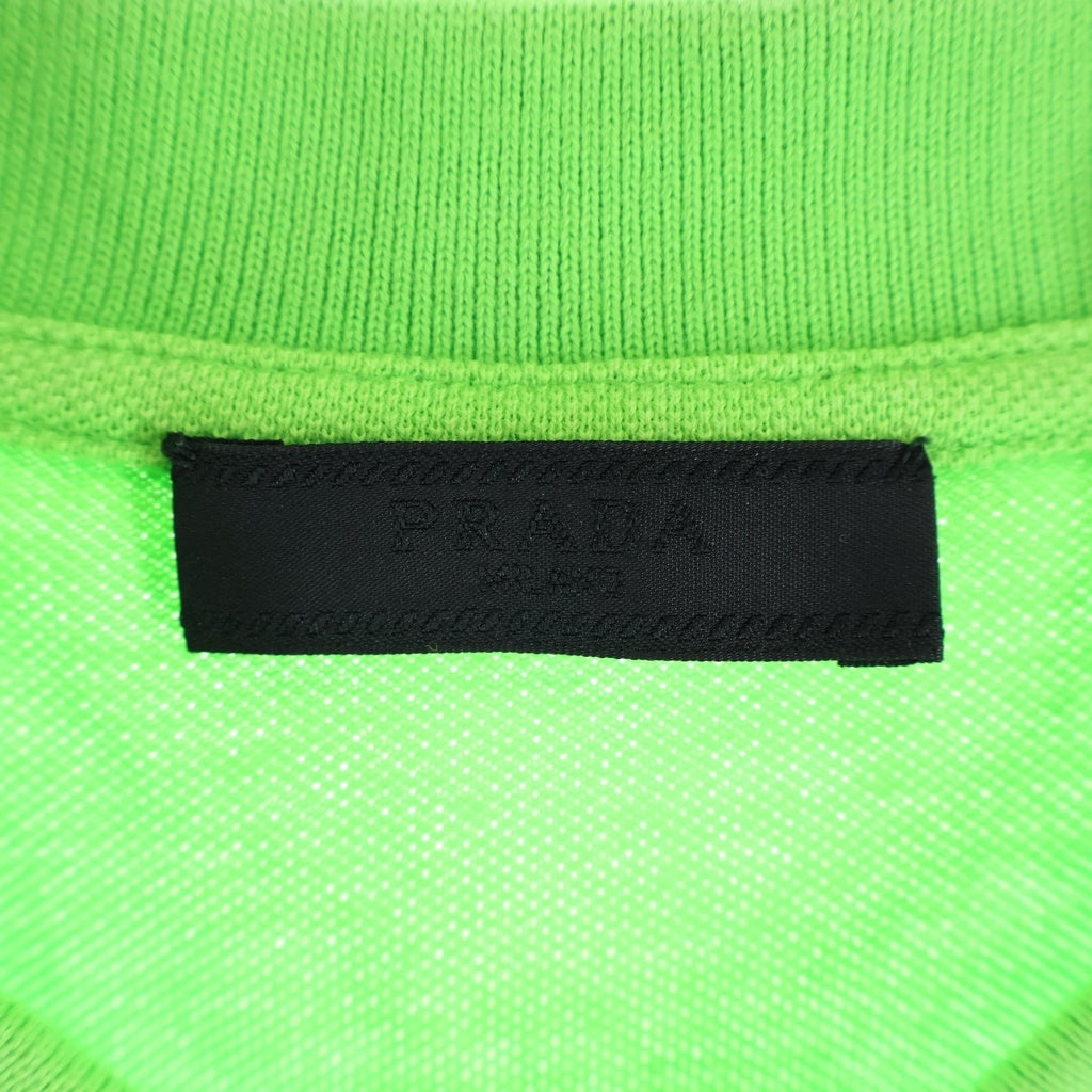 PRADA(プラダ) フロントラバーロゴ コットン 半袖ポロシャツ グリーン SJJ887 R122