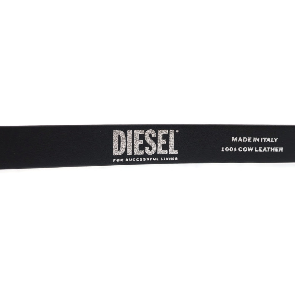 DIESEL(ディーゼル) B-1DR STRASS 20 オーバルDバックル ラインストーン レザー ベルト ブラック レディース X09972
