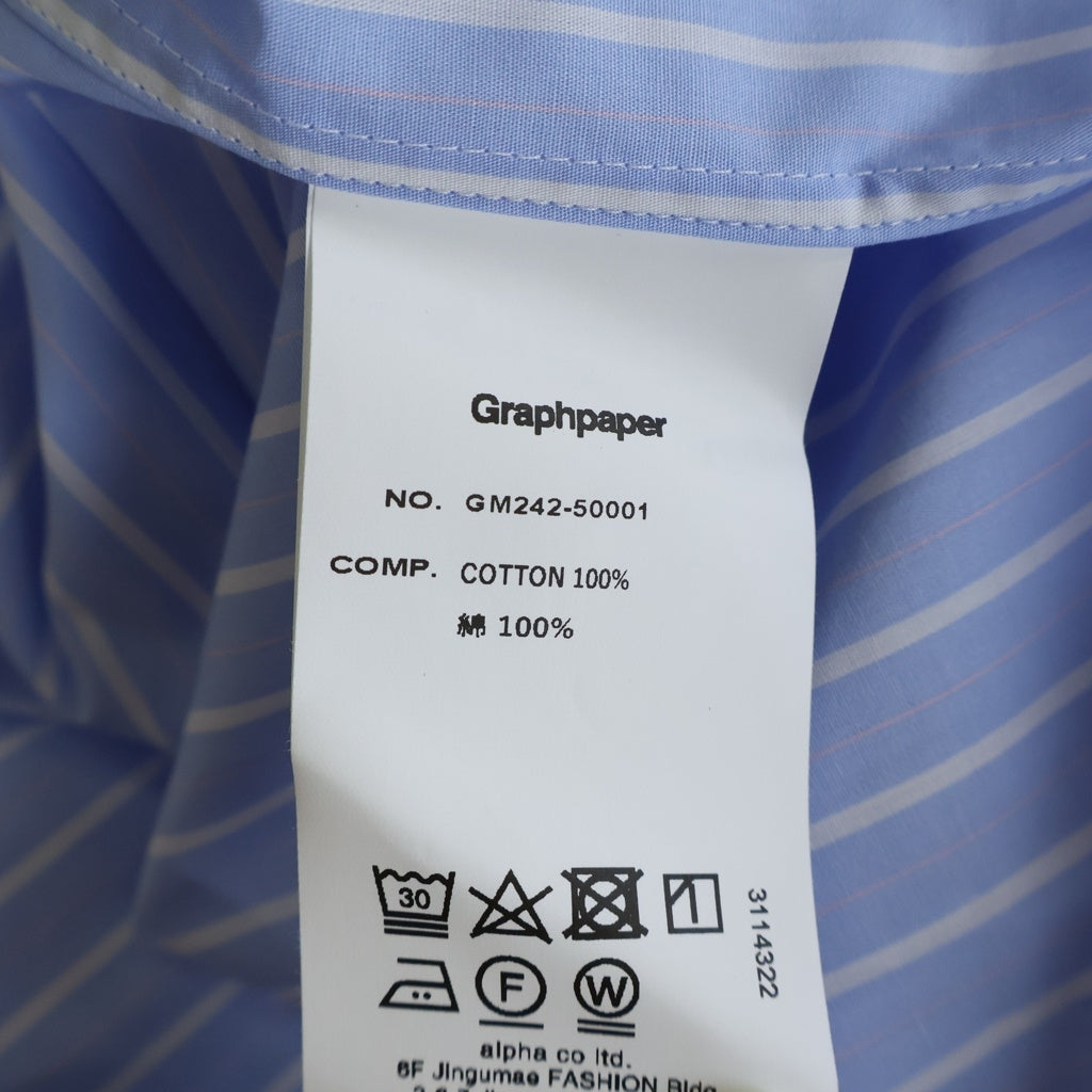 Graphpaper(グラフペーパー) SIDOGRAS Regular Collar Shirt シドグラス ストライプ レギュラーカラー 長袖シャツ ブルー GM242-50001