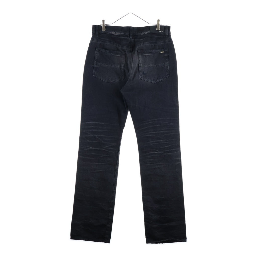 AMIRI(アミリ) STACK STRAIGHT JEAN スタック ストレート クラッシュ加工 ボタンフライ ストレートデニムパンツ ブラック