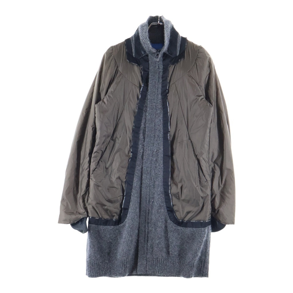 UNDERCOVER(アンダーカバー) 09AW ナイロンドッキング ウール ロングコート グレー/ブラウン D1103