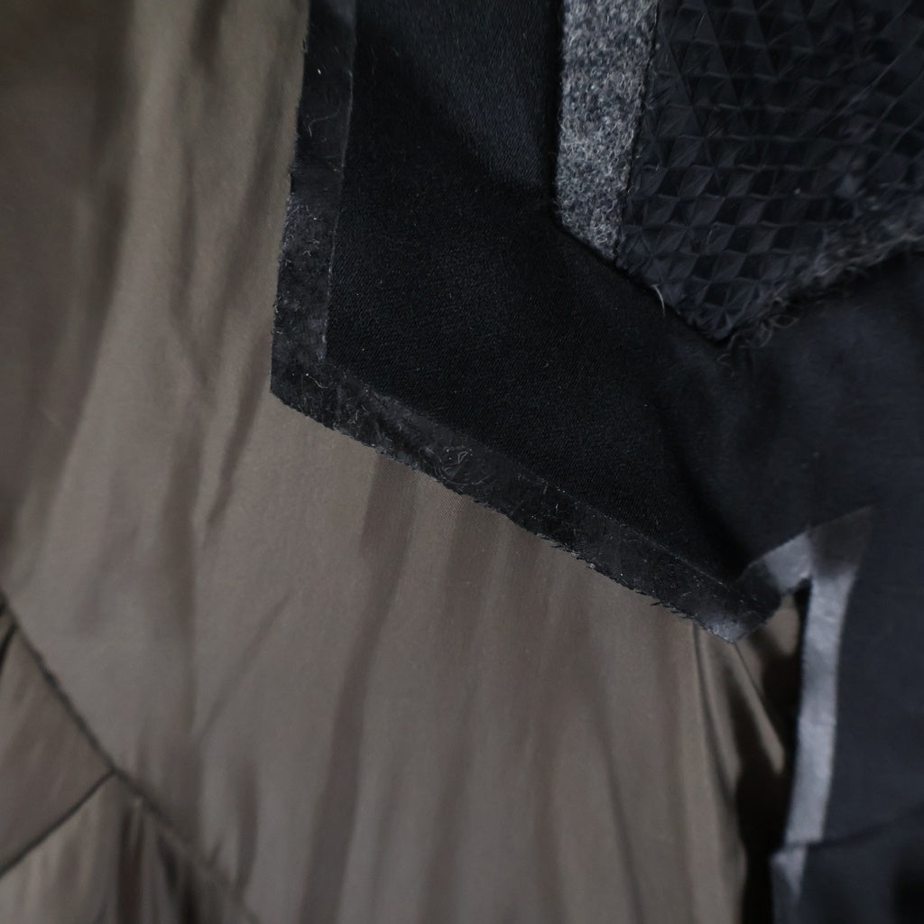 UNDERCOVER(アンダーカバー) 09AW ナイロンドッキング ウール ロングコート グレー/ブラウン D1103
