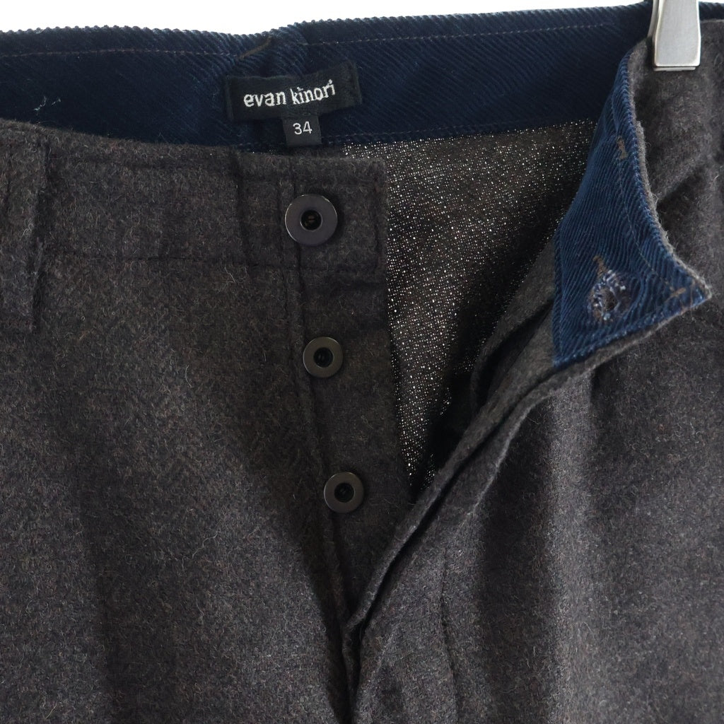 NO BRAND(ノーブランド) EVAN KINORI エバンキノリ MAGEE ウール スラックスパンツ ブラウン