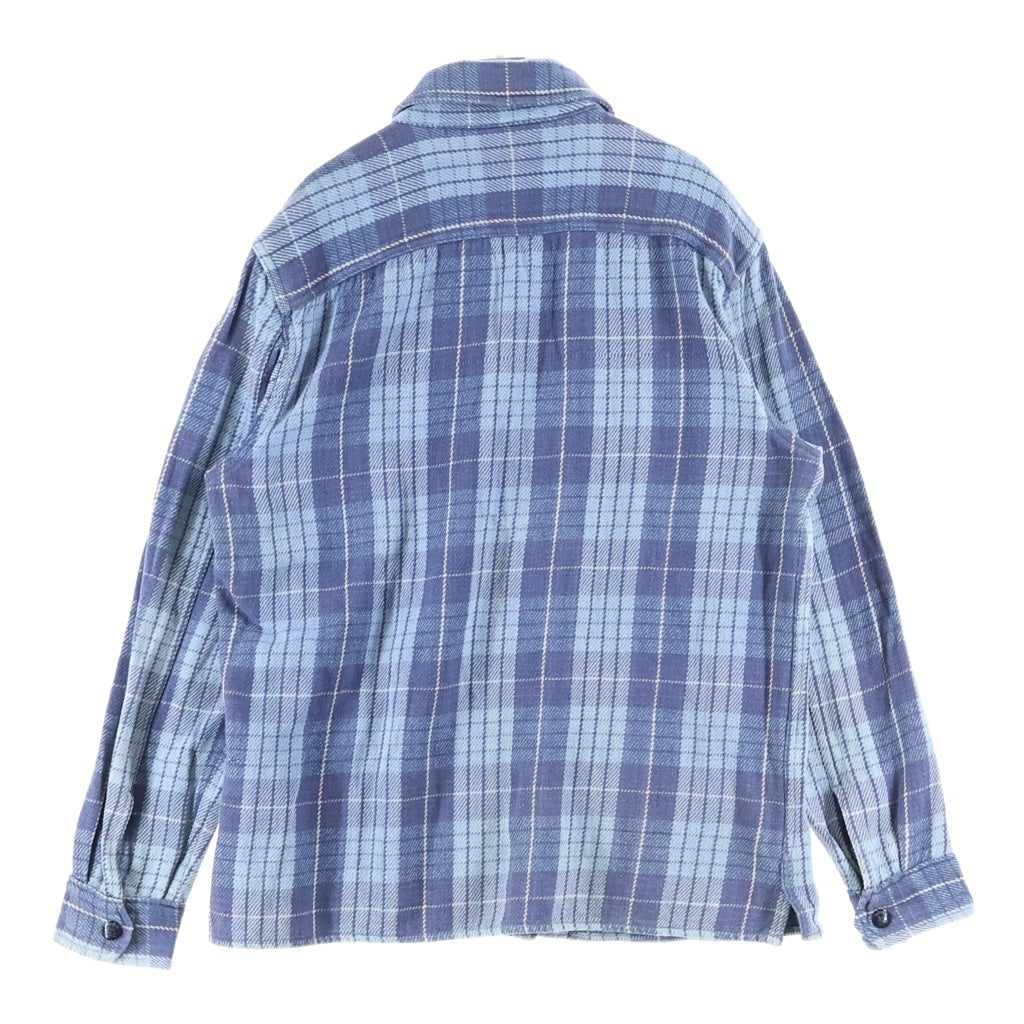 RRL(ダブルアールエル) コットンツイル スナップボタンヘビネル 長袖チェックシャツジャケット ブルー