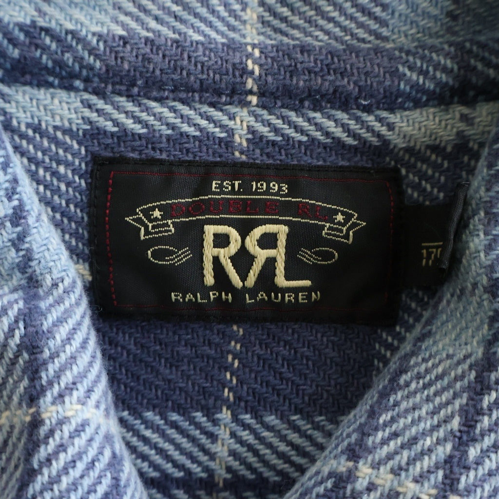 RRL(ダブルアールエル) コットンツイル スナップボタンヘビネル 長袖チェックシャツジャケット ブルー