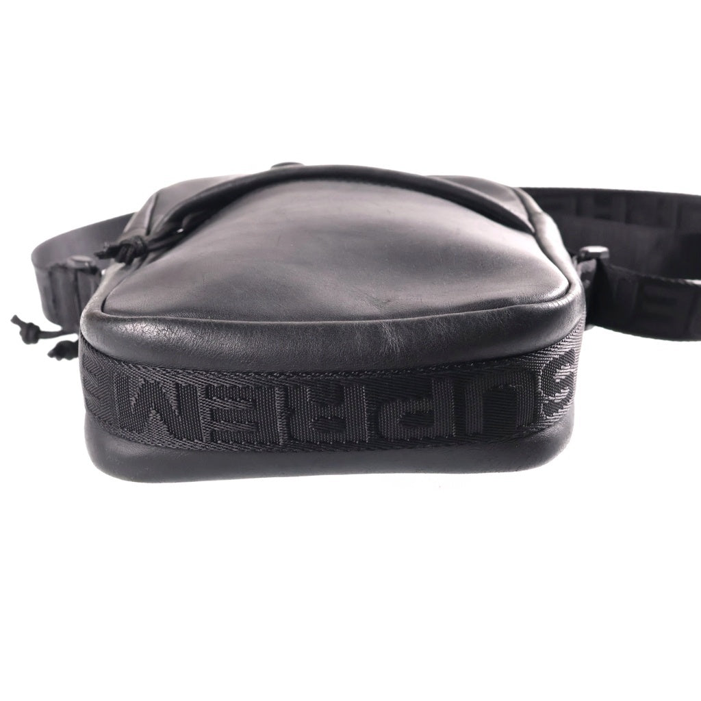 SUPREME(シュプリーム) 23AW Leather Shoulder Bag ボックスロゴ レザーショルダーバッグ ブラック
